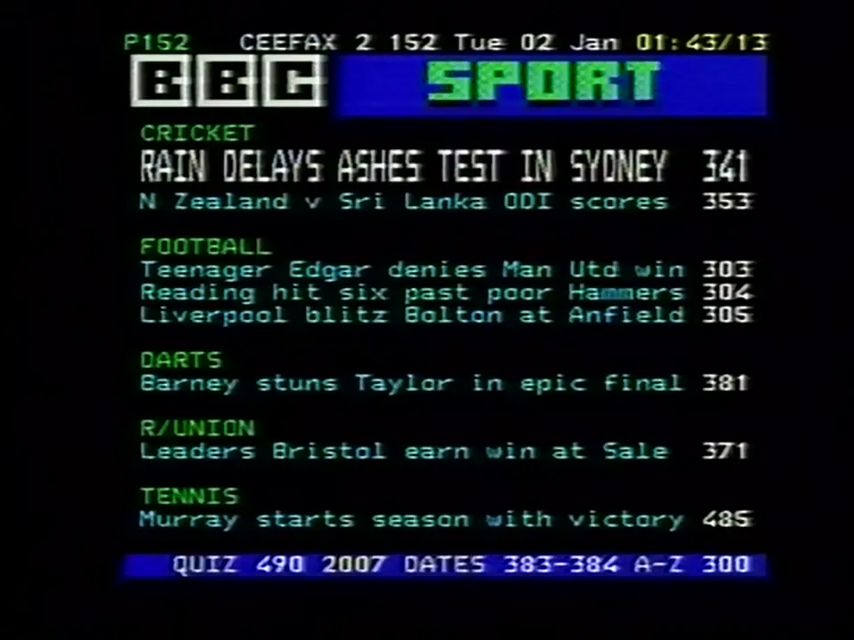 Thumbnail image for BBC Two (Closedown and Pages From Ceefax)  - 2007